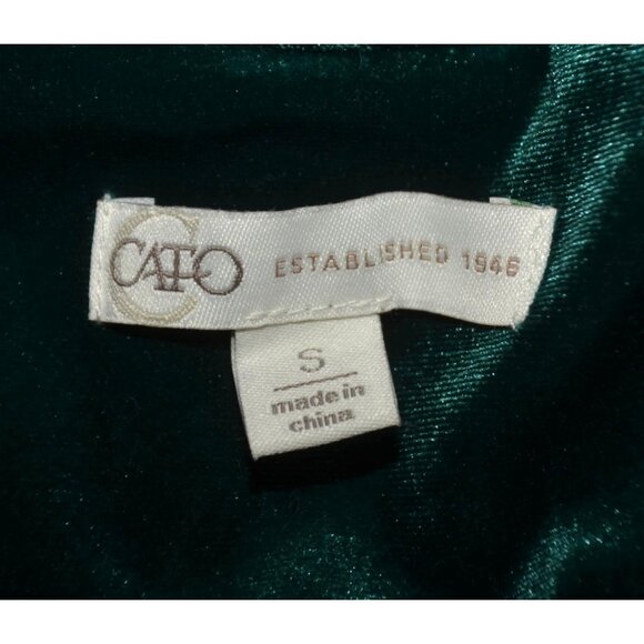 Cato Womens Holiday Green Velvet One Button Blazer Size S Pockets Christmas - Picture 8 of 10